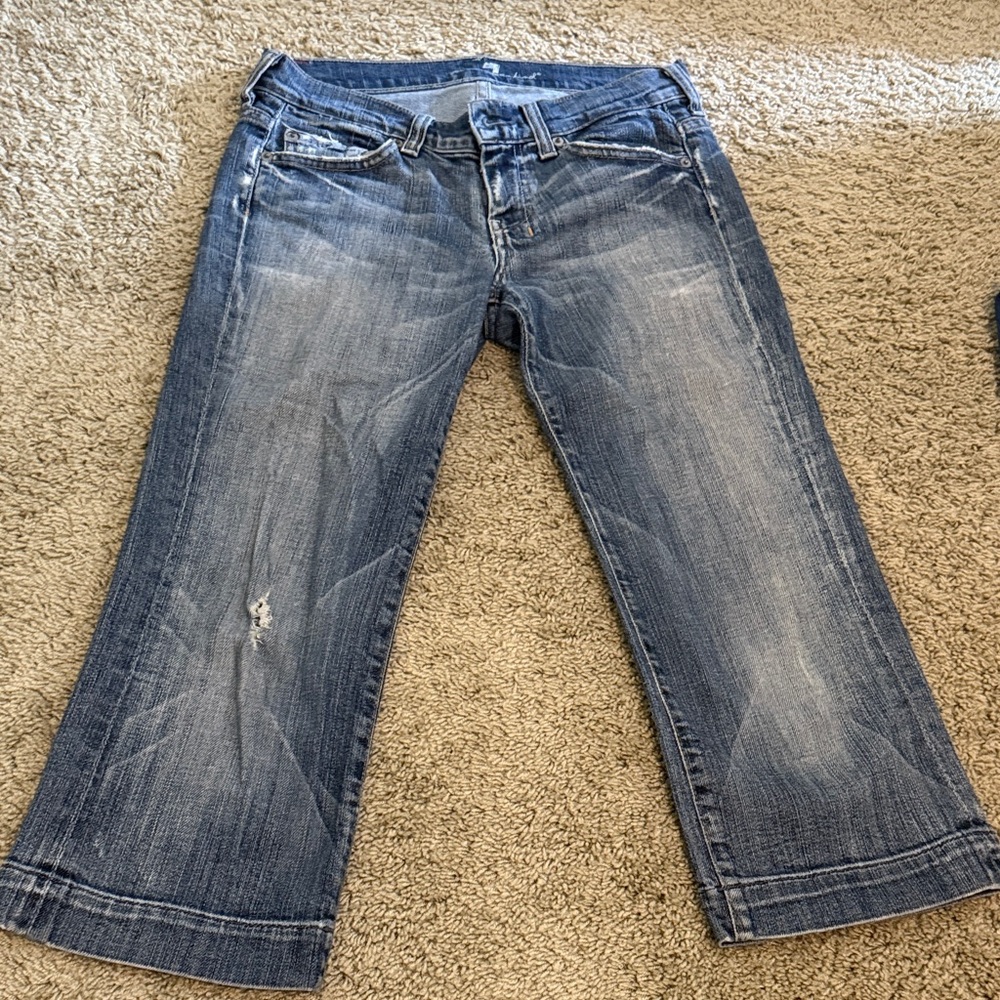 7 For All Mankind Flare Wide Leg Blue Jeans